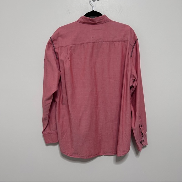 Bonita Men’s XL Long Sleeve Button Up Dress Shirt Red/Salmon yachting Nautical - Picture 3 of 13